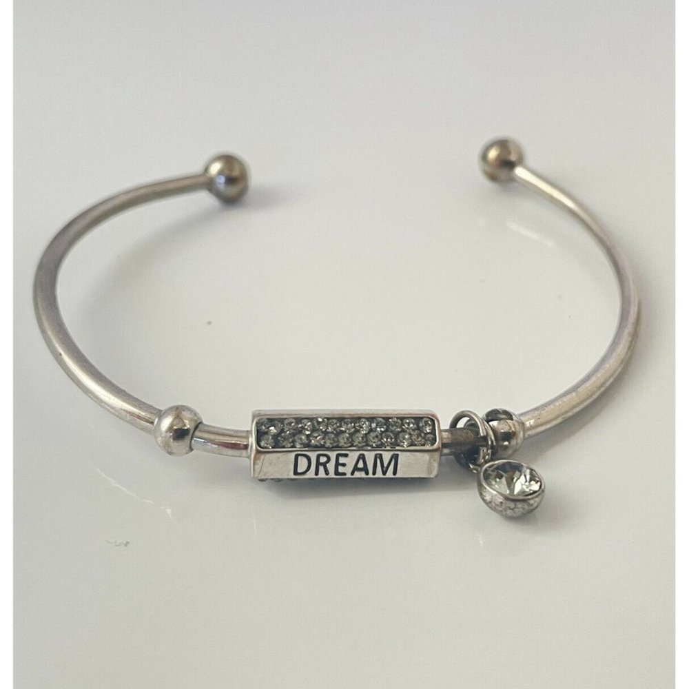 Silver Tone Signed SU CZ CH DREAM Bracelet